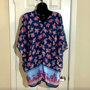 Floral Women's Wrap in Navy and Pink